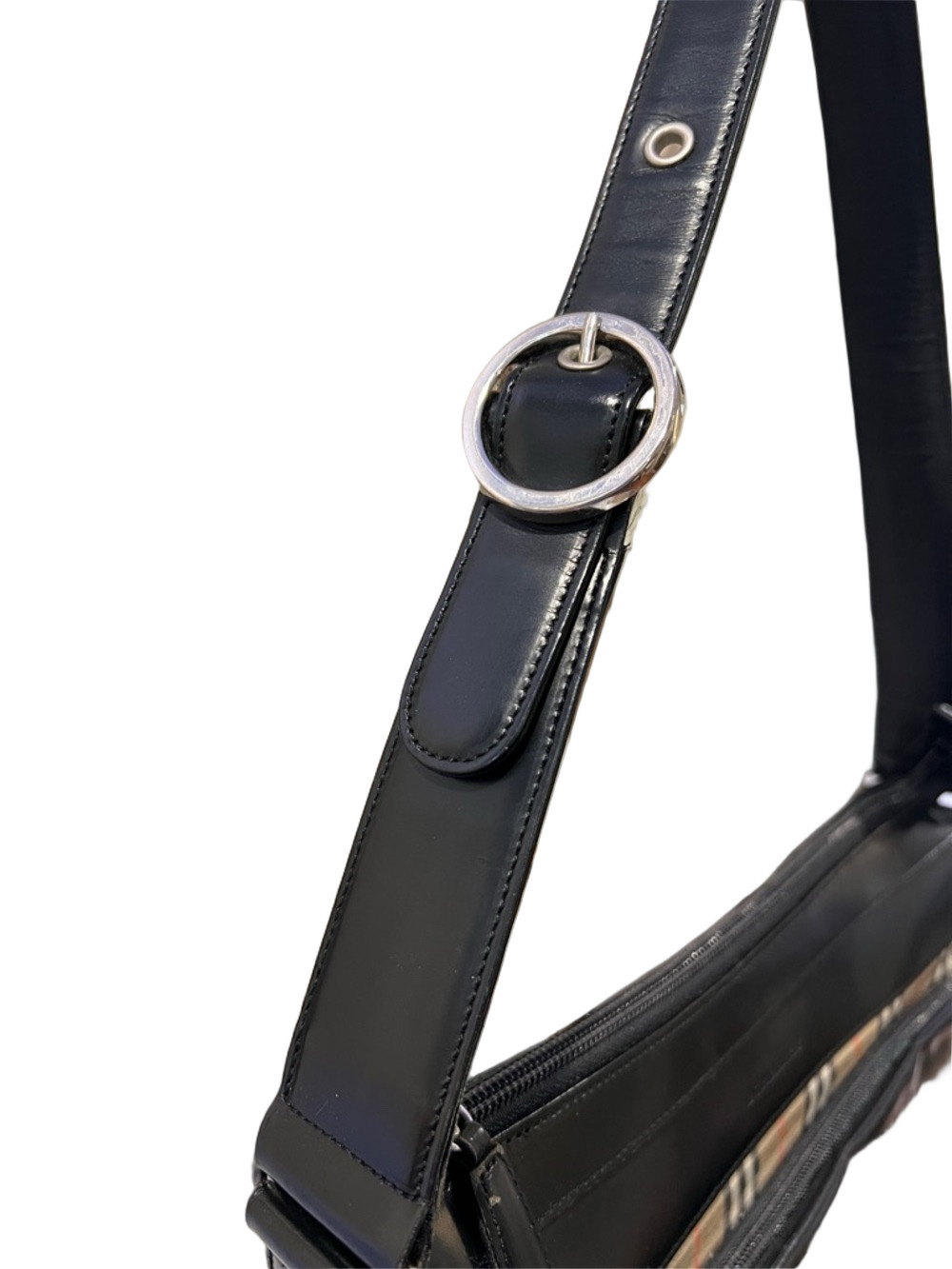 Burberry Black Leather Novacheck Plaid Shoulder Bag with COA - Picture 7 of 17